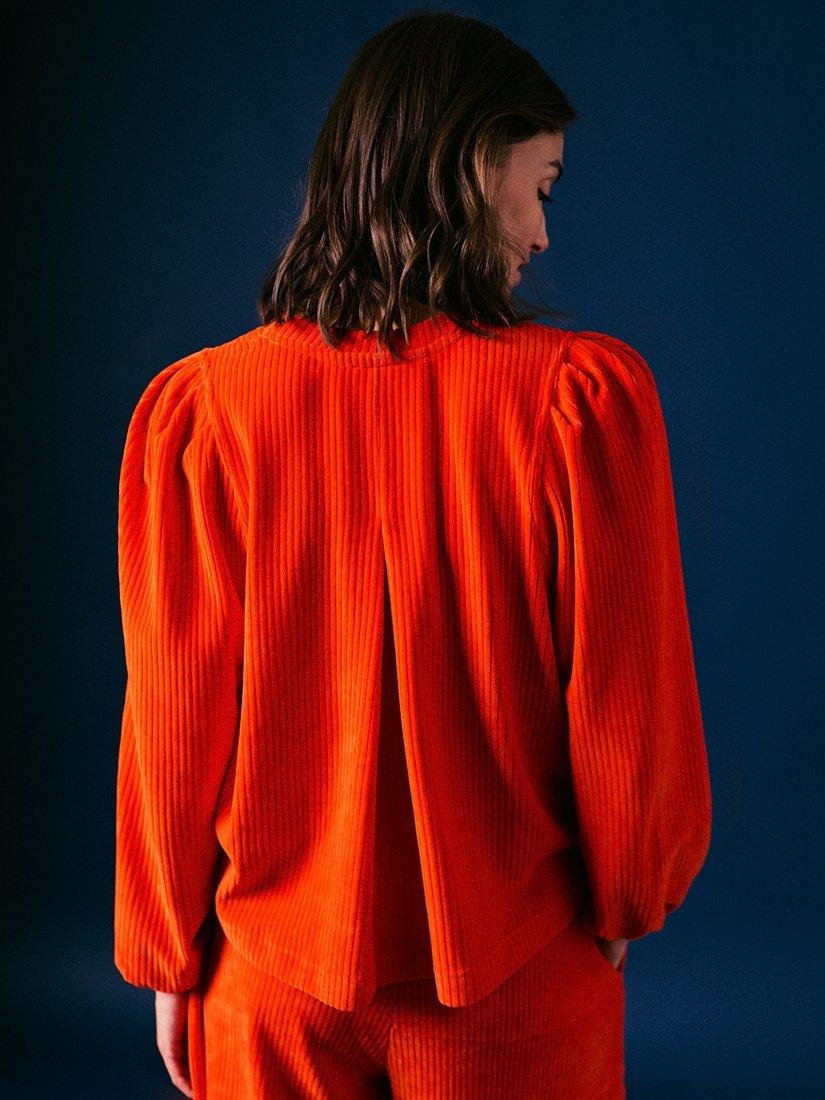 Product image 4 of 5, which shows Cape Cove Marley Corduroy Velour Top, Red, XS