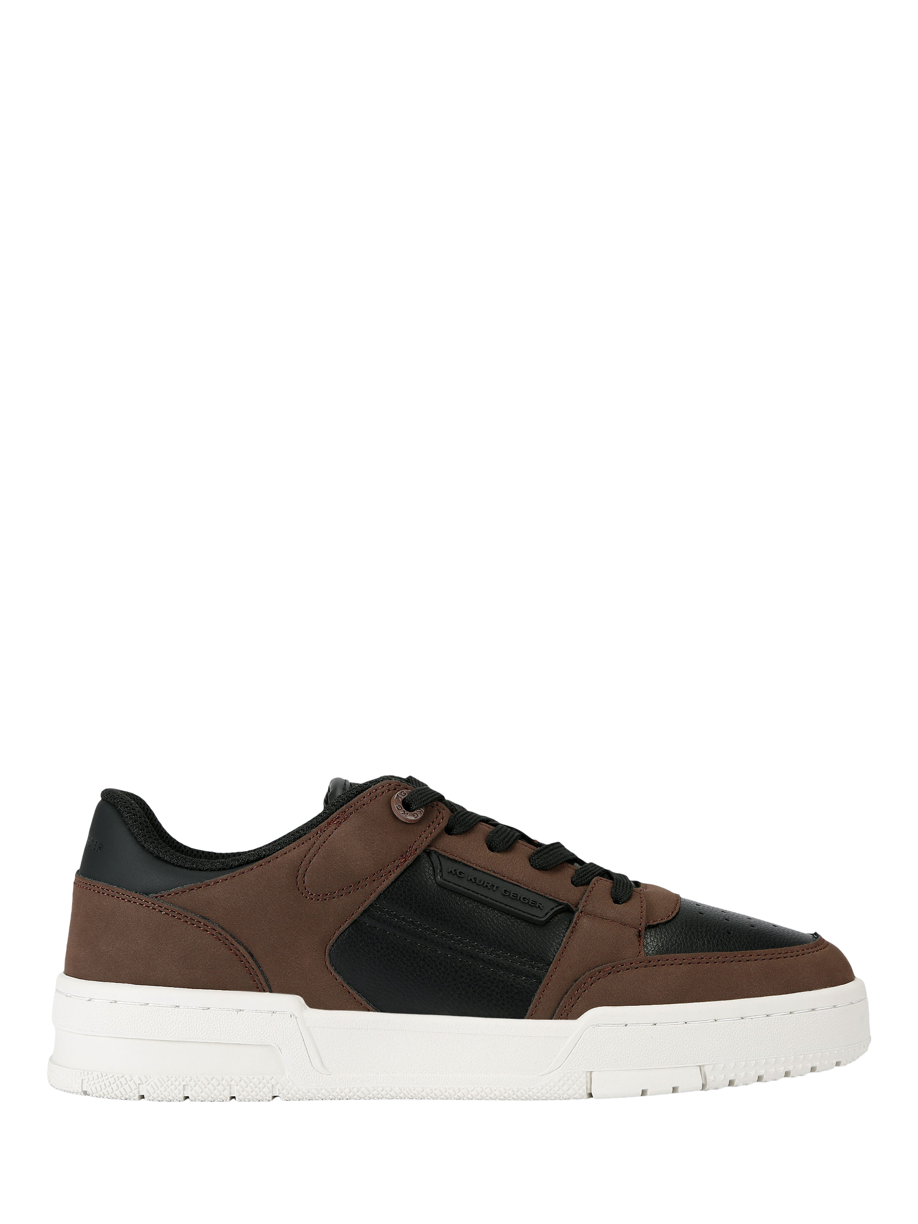 Product image 1 of 4, which shows KG Kurt Geiger Storm Retro Lace Up Trainers, Black/Brown, 7