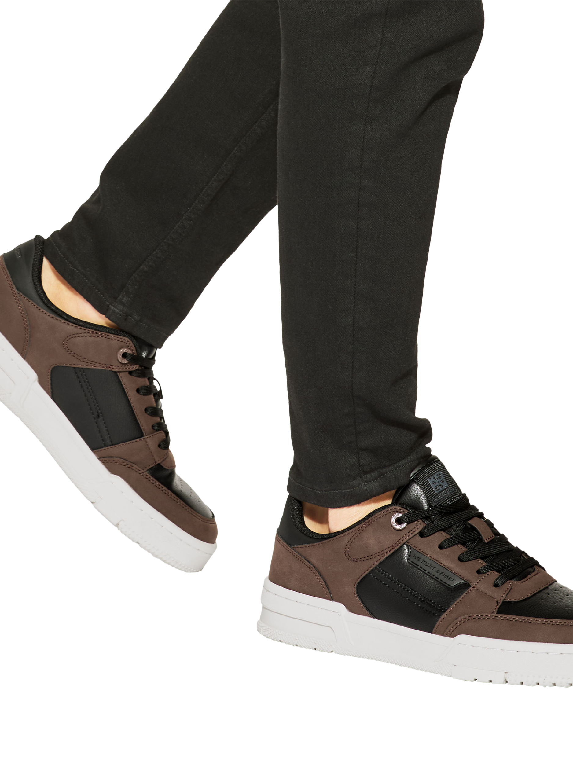 Product image 2 of 4, which shows KG Kurt Geiger Storm Retro Lace Up Trainers, Black/Brown, 7
