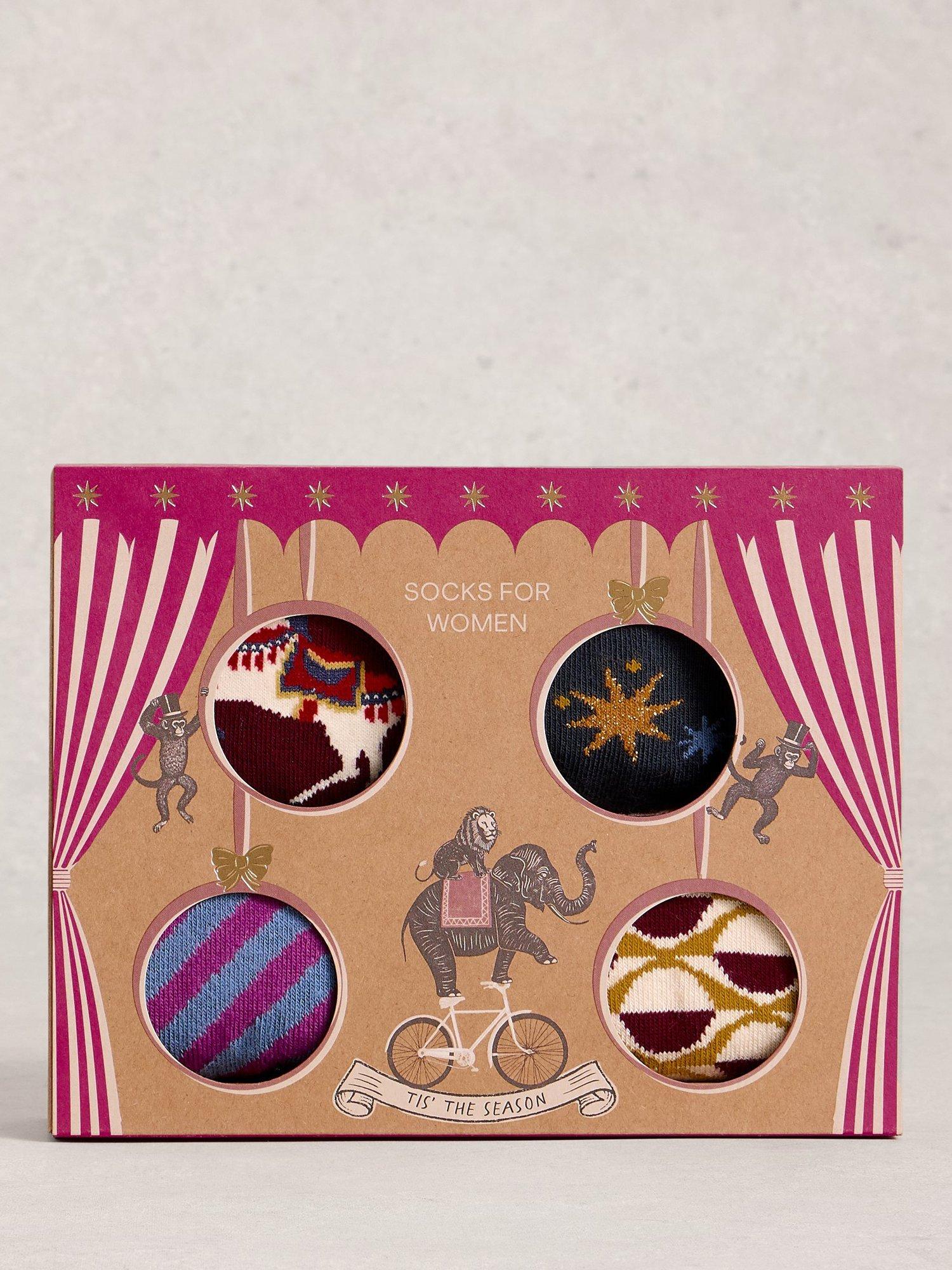 Product image 2 of 5, which shows White Stuff Circle Ankle Socks, Pack of 4, Plum/Multi, 3-5.5