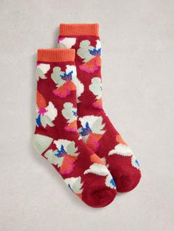 White Stuff Floral Crew Socks, Red/Multi, Red/Multi
