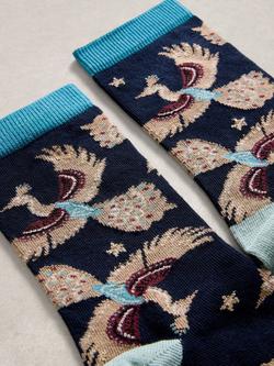 White Stuff Pattern Ankle Socks, Navy/Multi - view 2, Navy/Multi