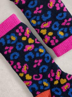 White Stuff Leopard Crew Socks, Blue/Multi - view 2, Blue/Multi