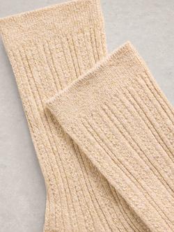 White Stuff Cotton Blend Rib Sparkle Ankle Socks, Gold - view 2, Gold