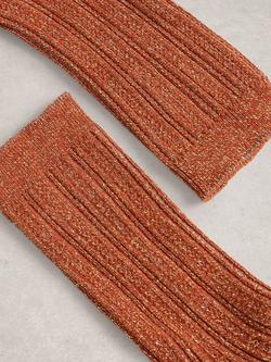 White Stuff Cotton Blend Rib Sparkle Ankle Socks - view 2, Dark Orange