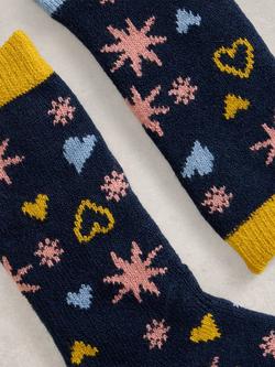 White Stuff Star & Heart Ankle Socks, Navy/Multi - view 2, Navy/Multi
