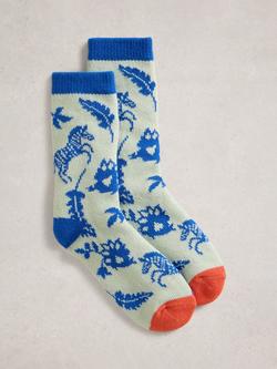 White Stuff Zebra Ankle Socks, Light Green/Multi, Light Green/Multi