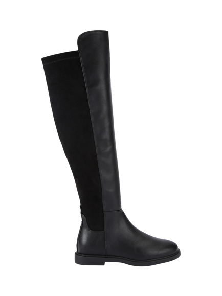 KG Kurt Geiger Stratton Canvas Knee High Boots, Black, Black