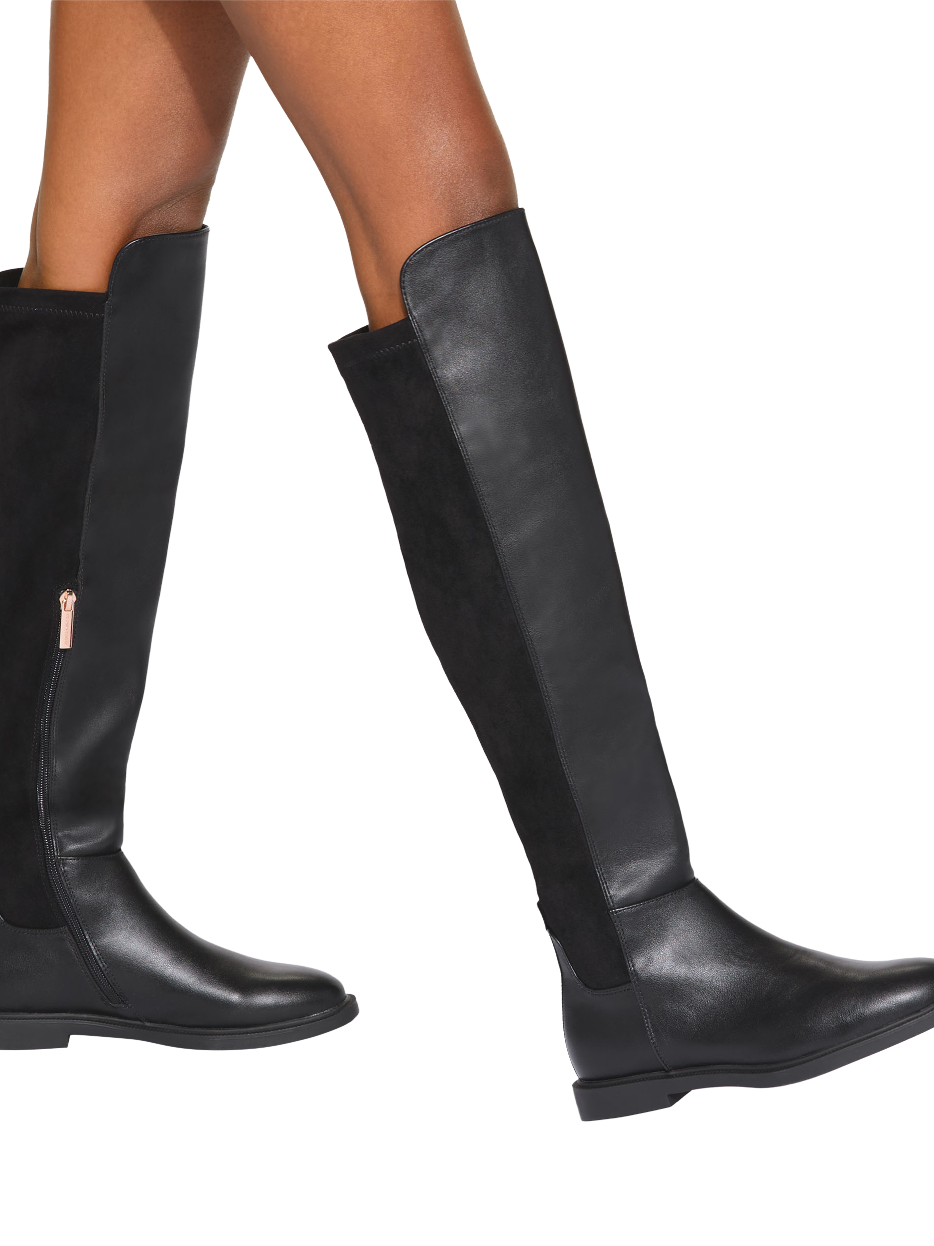 Product image 2 of 4, which shows KG Kurt Geiger Stratton Canvas Knee High Boots, Black, 3