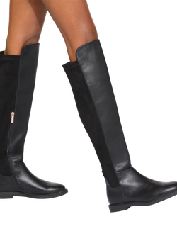 KG Kurt Geiger Stratton Canvas Knee High Boots, Black - view 2, Black