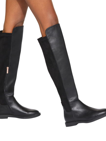 KG Kurt Geiger Stratton Canvas Knee High Boots, Black - view 2, Black