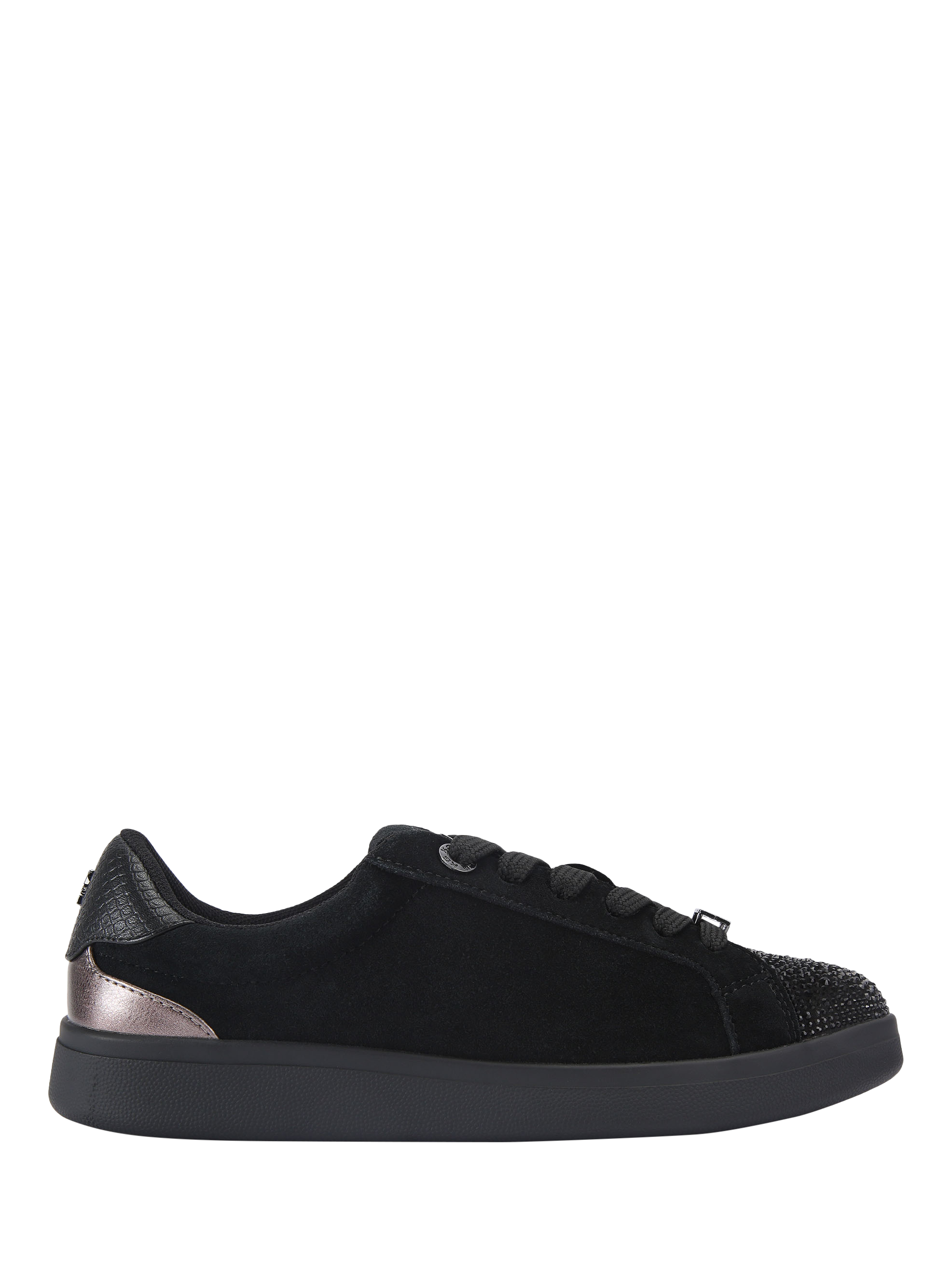 Product image 1 of 4, which shows KG Kurt Geiger Eliza Suede Gem Trainers, Black, 3