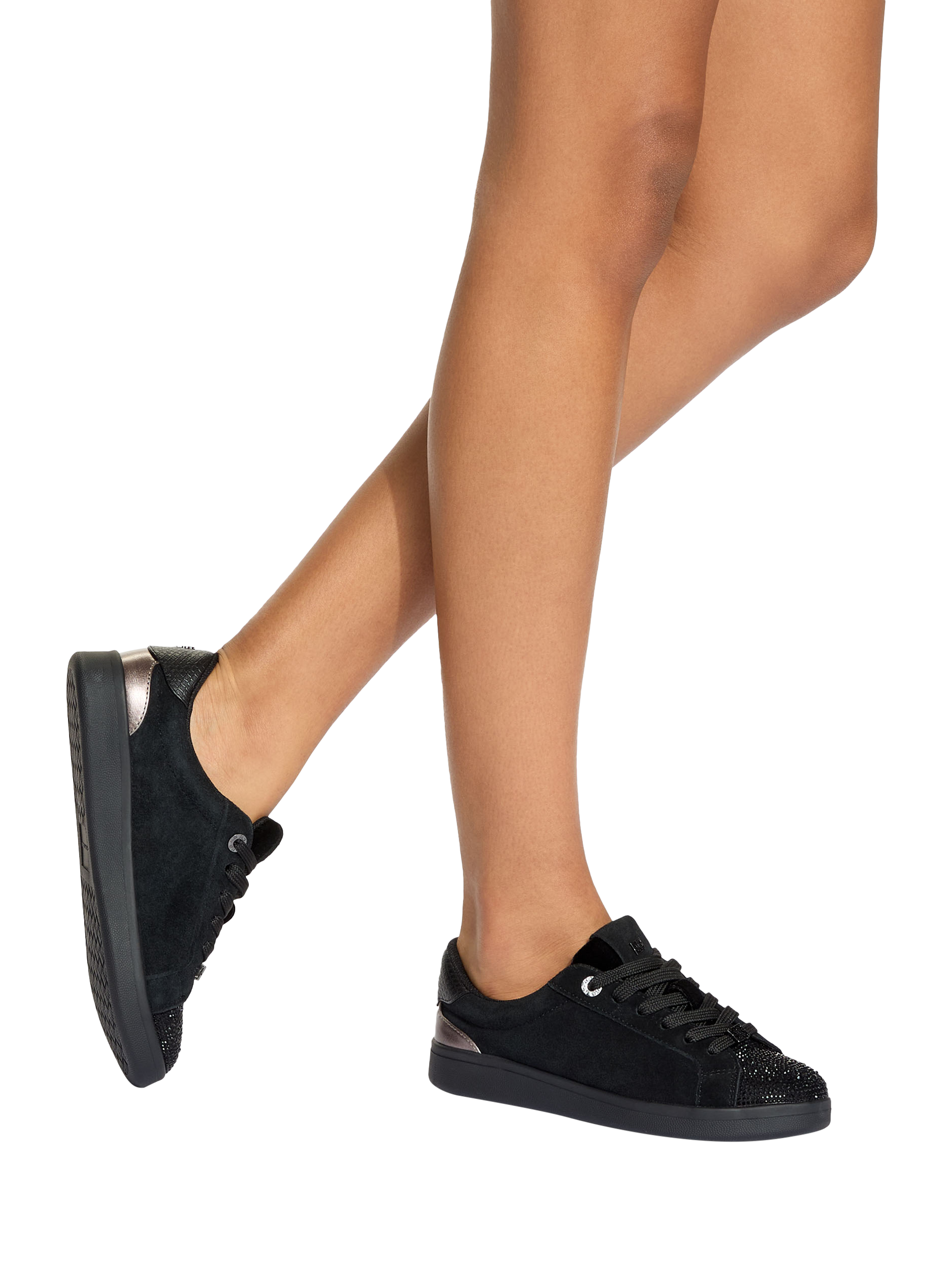 Product image 2 of 4, which shows KG Kurt Geiger Eliza Suede Gem Trainers, Black, 3