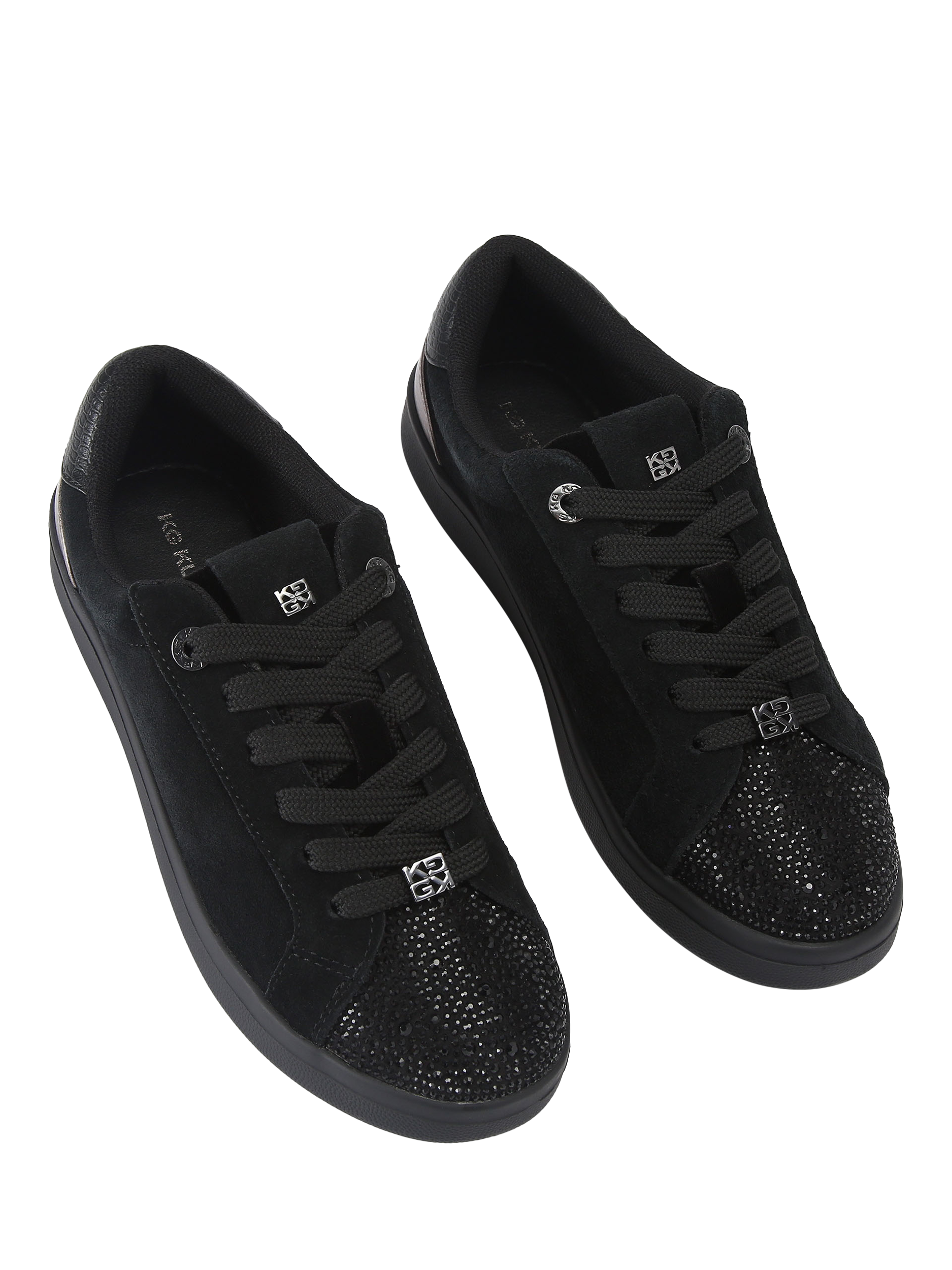 Product image 3 of 4, which shows KG Kurt Geiger Eliza Suede Gem Trainers, Black, 3