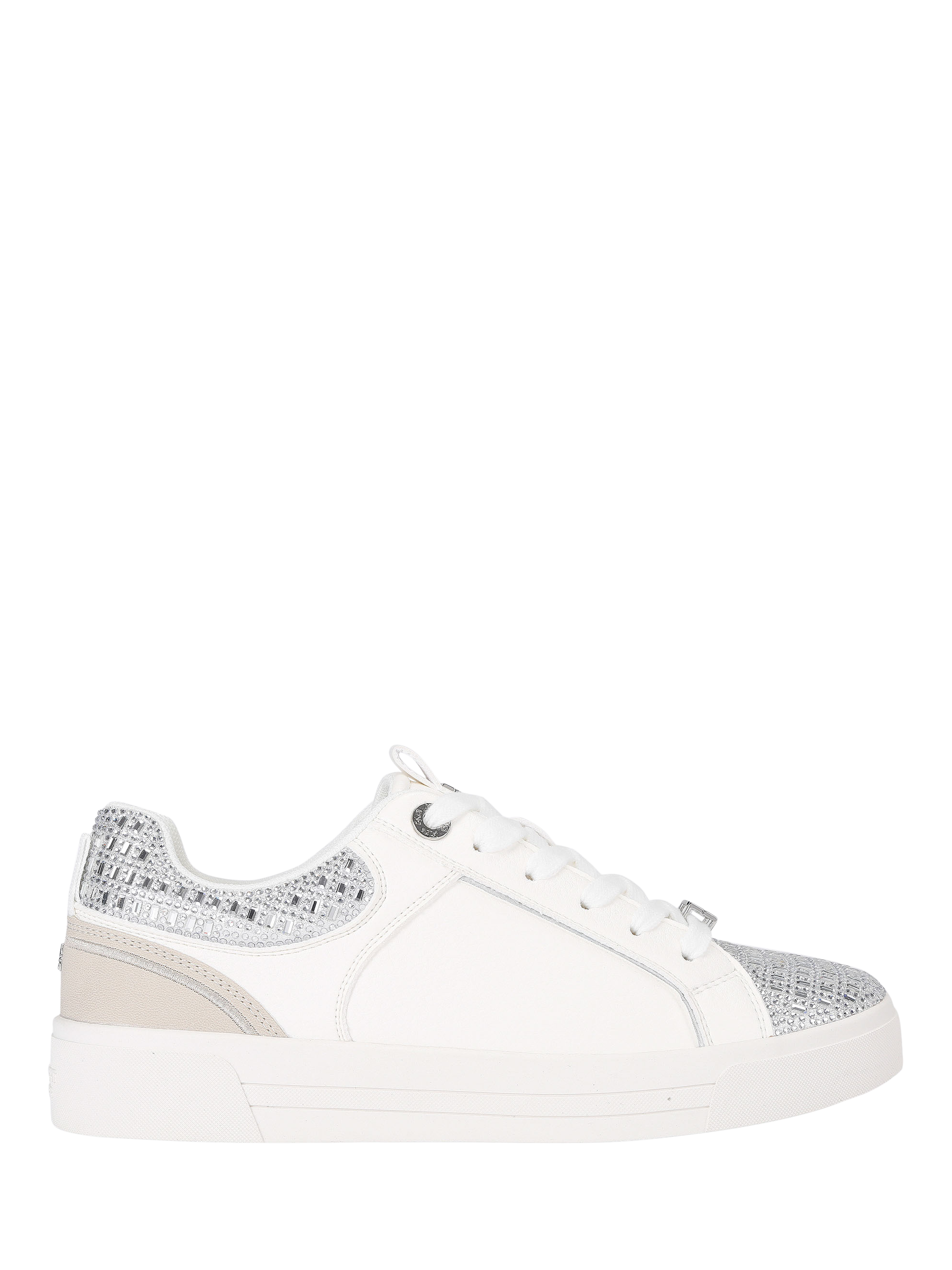 Product image 1 of 5, which shows KG Kurt Geiger Lillian Gem Trainers, White/Silver, 3