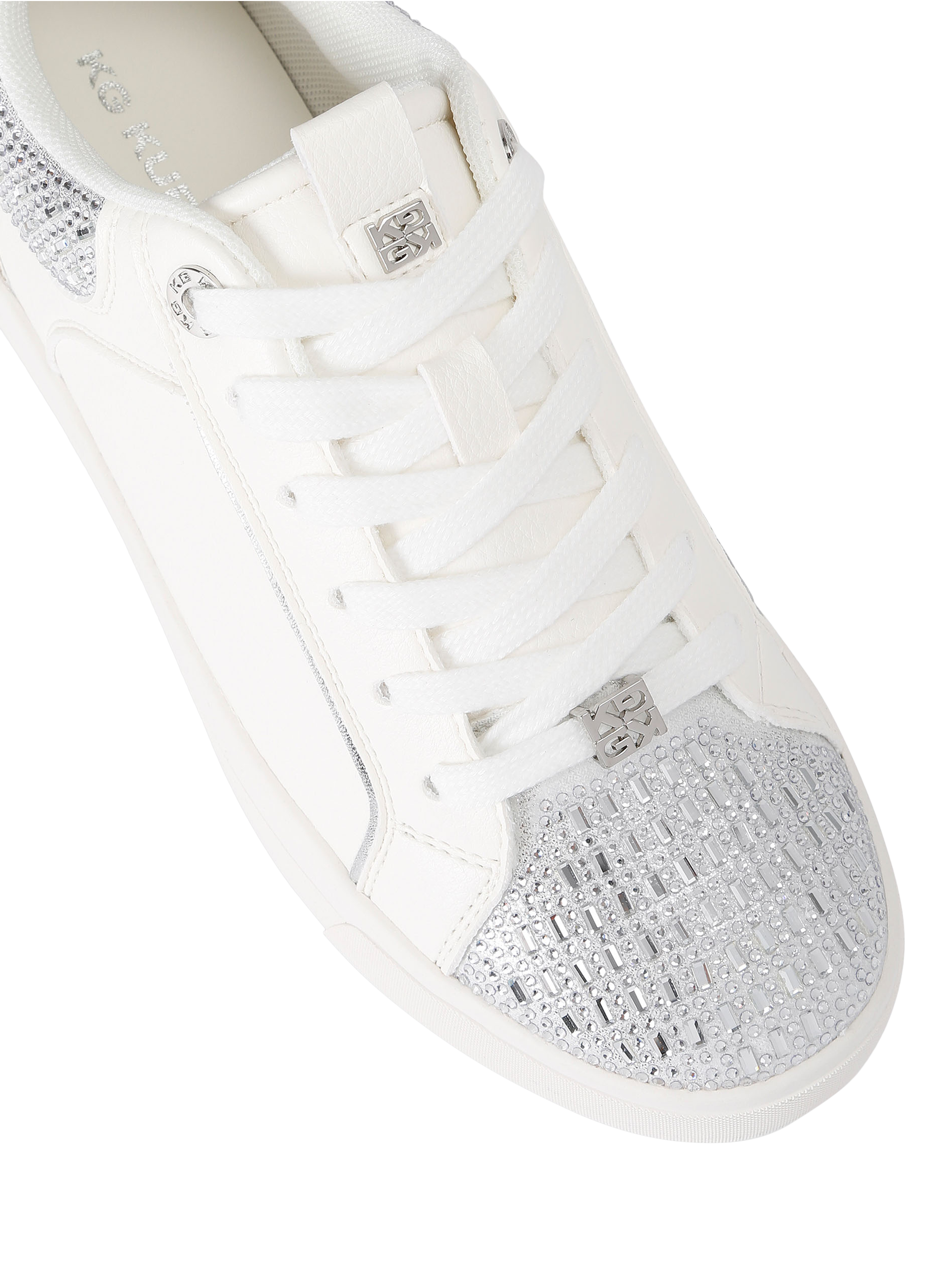 Product image 5 of 5, which shows KG Kurt Geiger Lillian Gem Trainers, White/Silver, 3