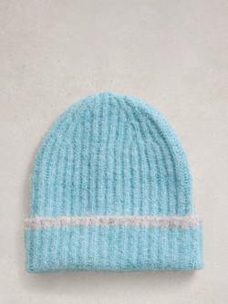 White Stuff Colour Block Beanie Hat, Blue, Blue