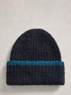 White Stuff Emma Colour-Block Beanie, Dark Navy