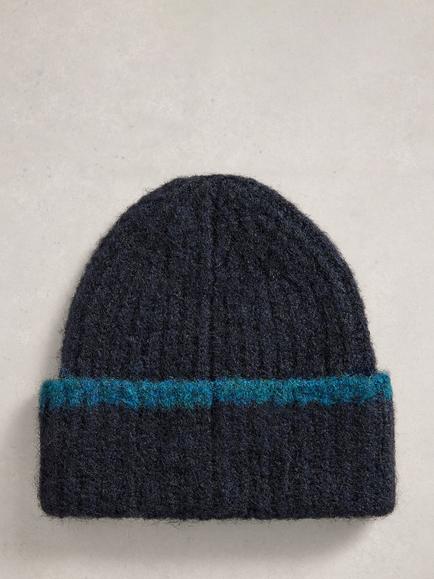 White Stuff Emma Colour-Block Beanie - view 2, Dark Navy