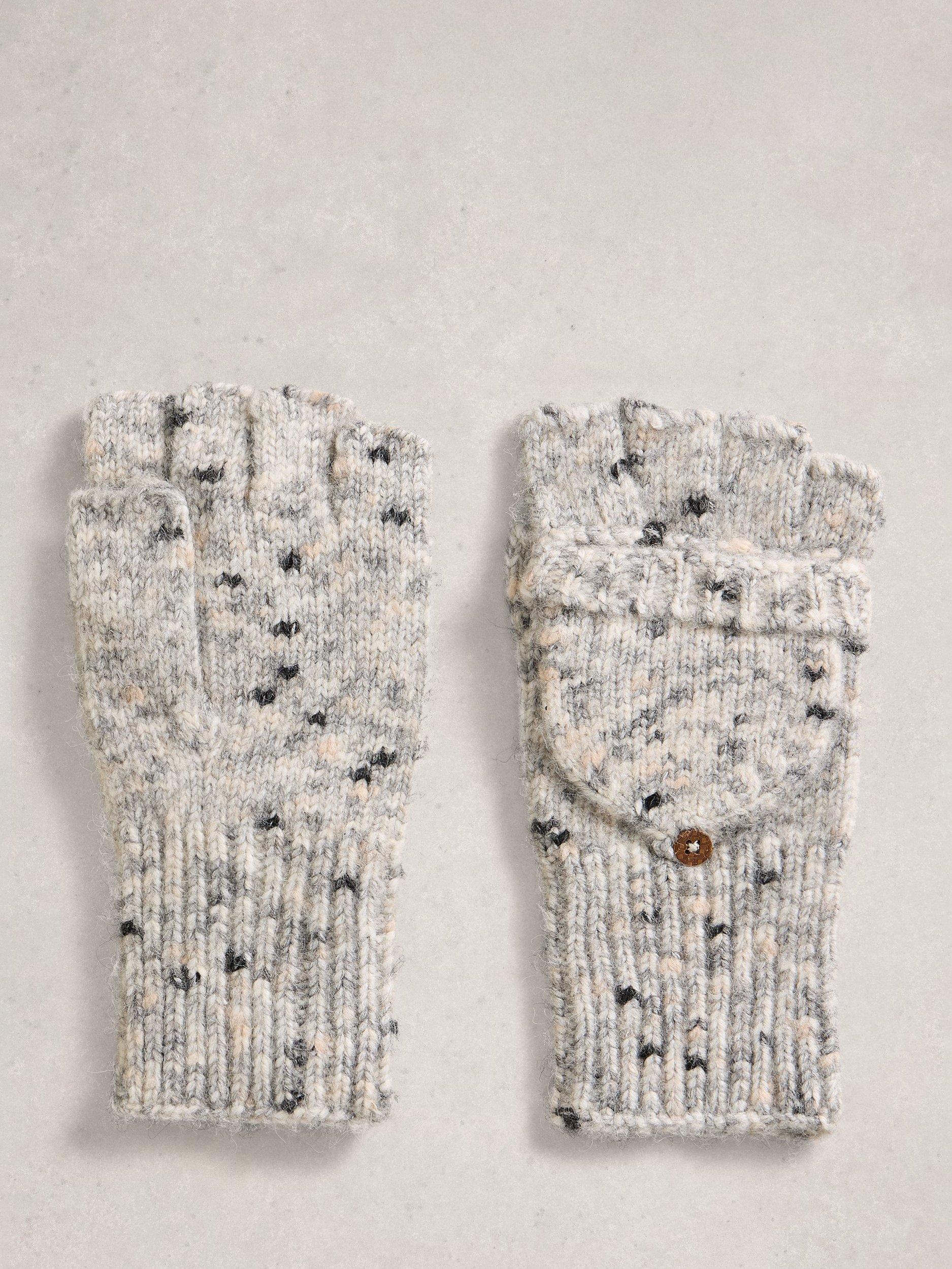 Product image 1 of 3, which shows White Stuff Spacedye Mittens, Grey/Multi, One Size