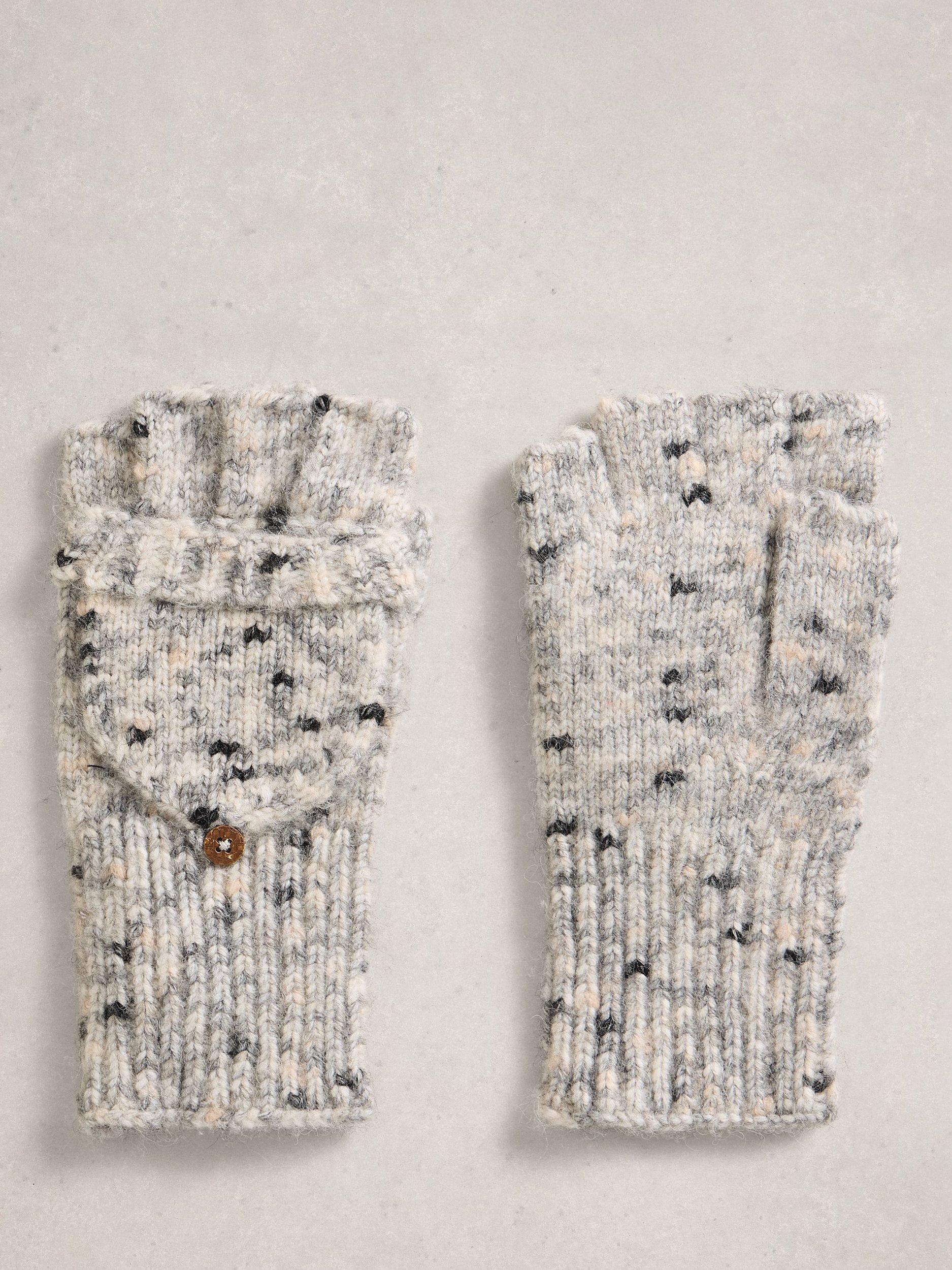 Product image 2 of 3, which shows White Stuff Spacedye Mittens, Grey/Multi, One Size