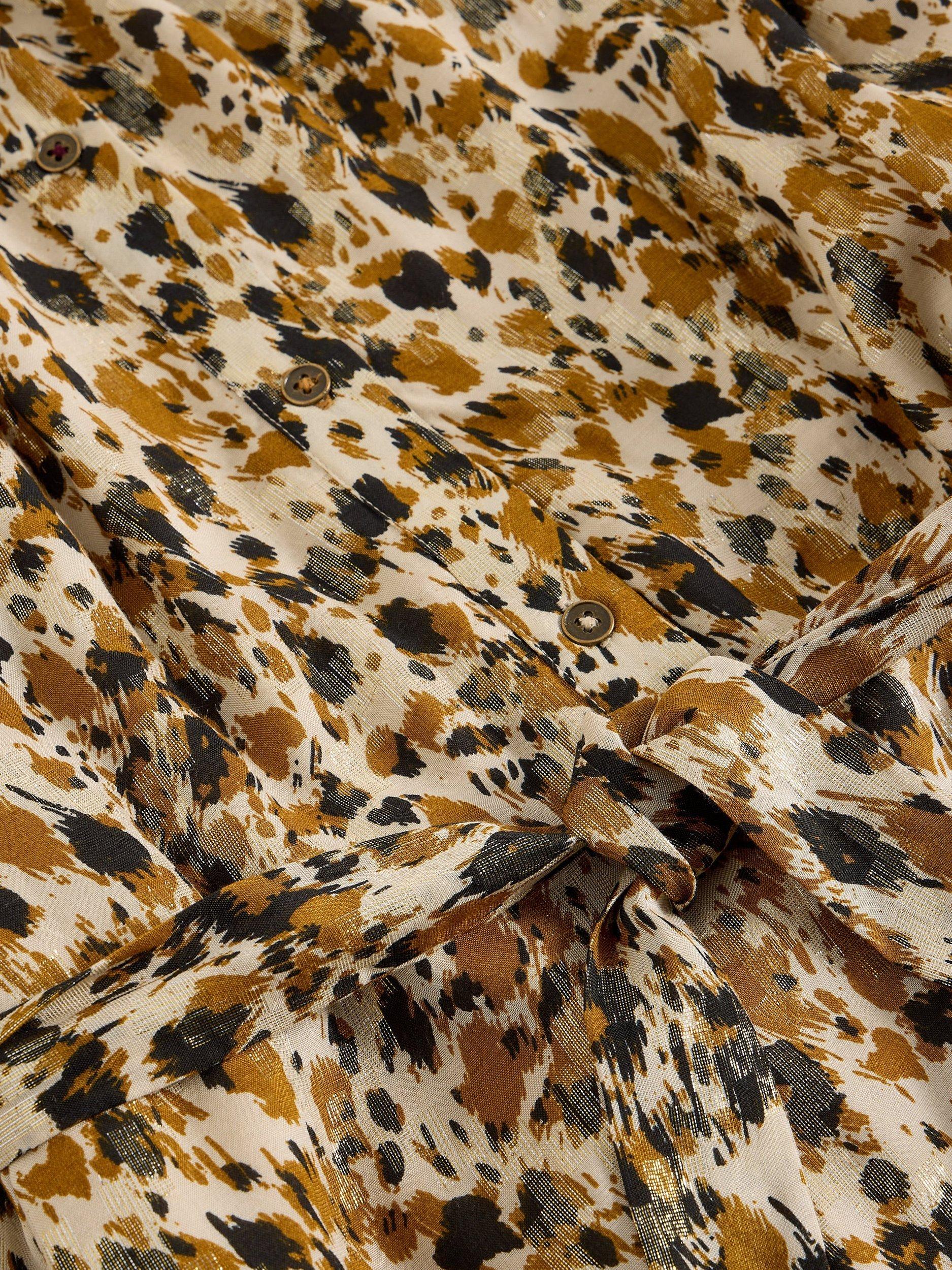 Product image 6 of 6, which shows White Stuff Delilah Abstract Metallic Midi Dress, Chart/Multi, 6