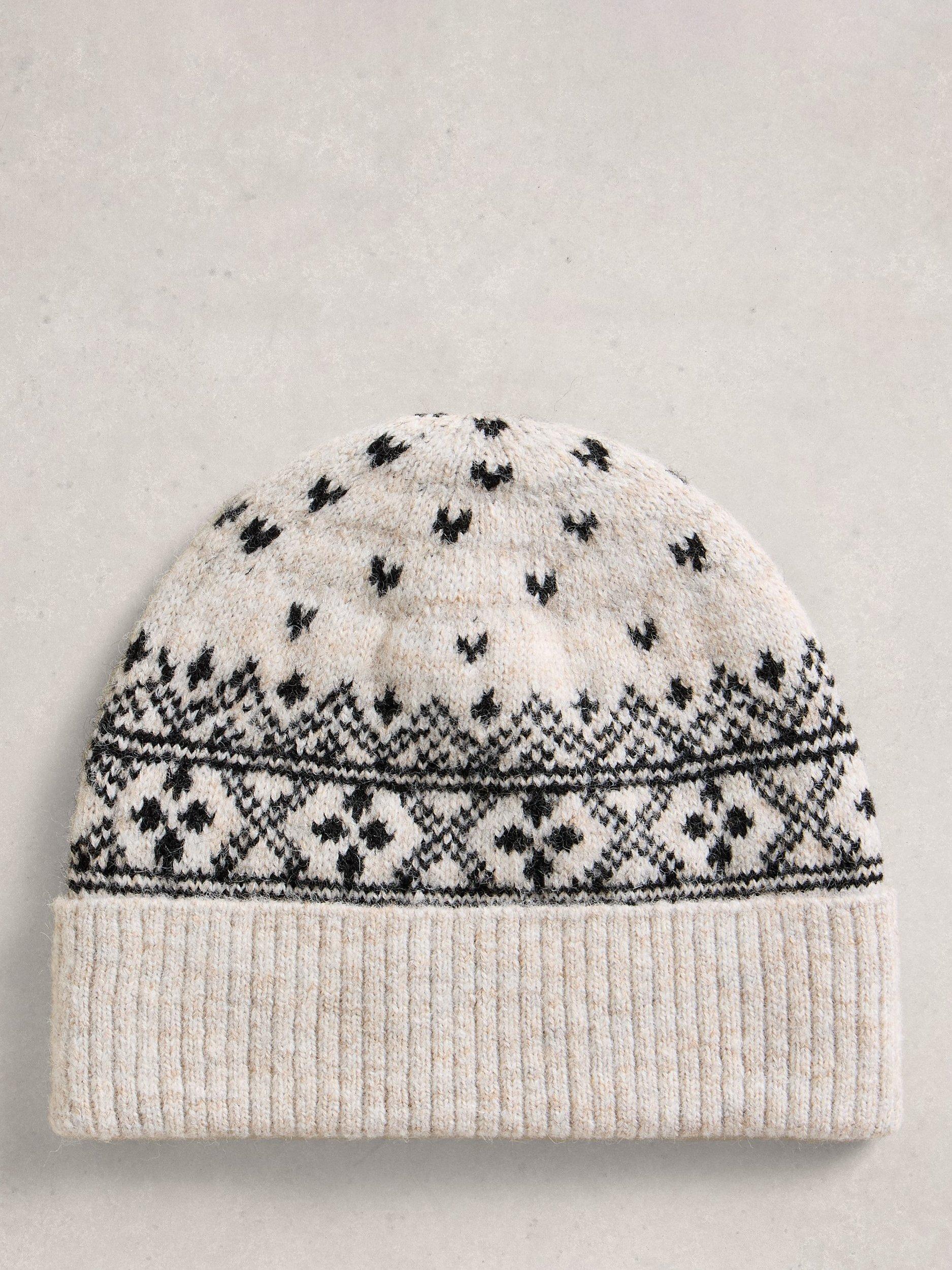 Product image 2 of 2, which shows White Stuff Fair Isle Print Beanie, Natural/Multi, One Size