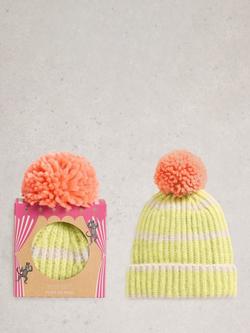 White Stuff Wool Blend Bobble Hat, Mid Coral