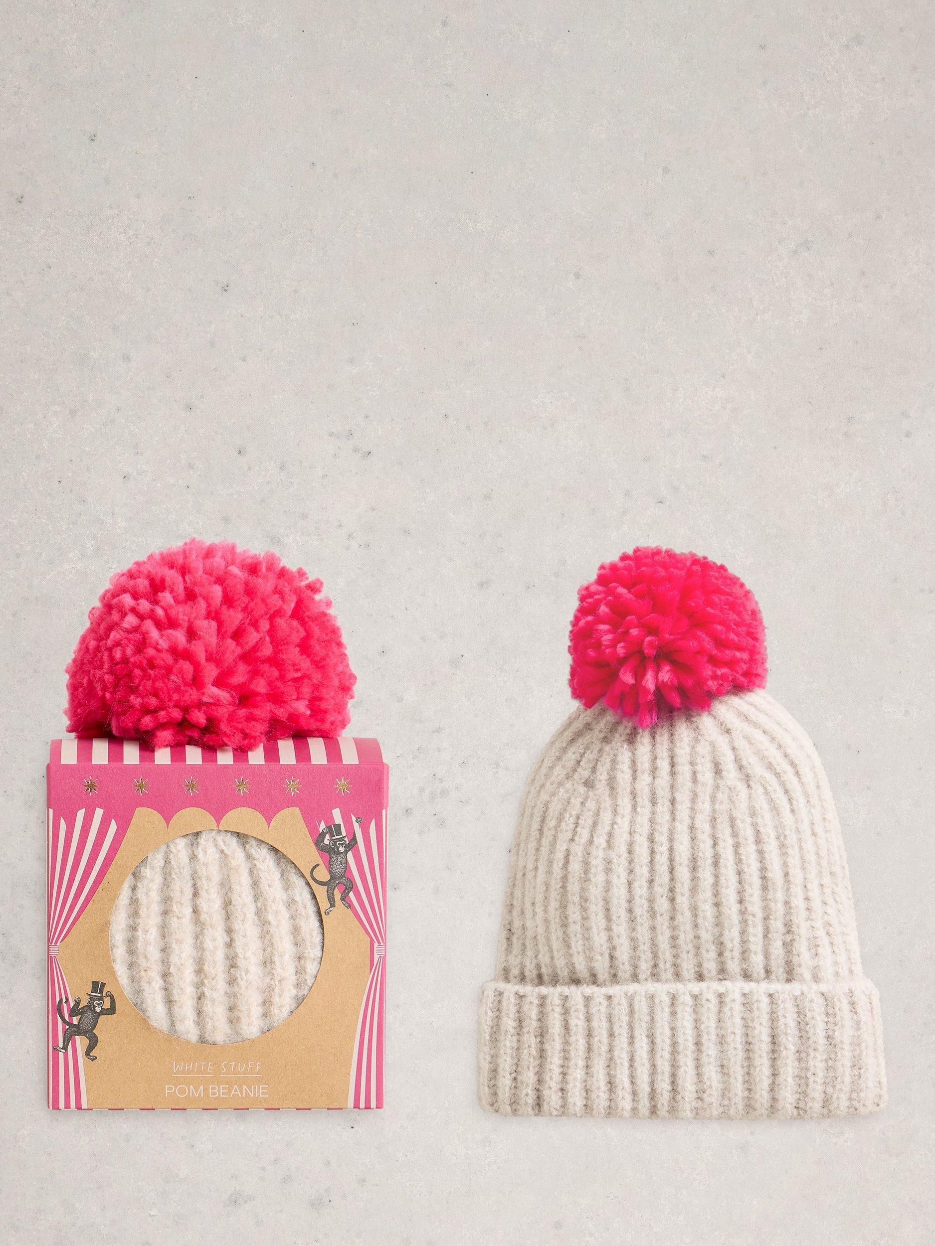 Product image 1 of 2, which shows White Stuff Wool Blend Bobble Hat, Mid Pink, One Size
