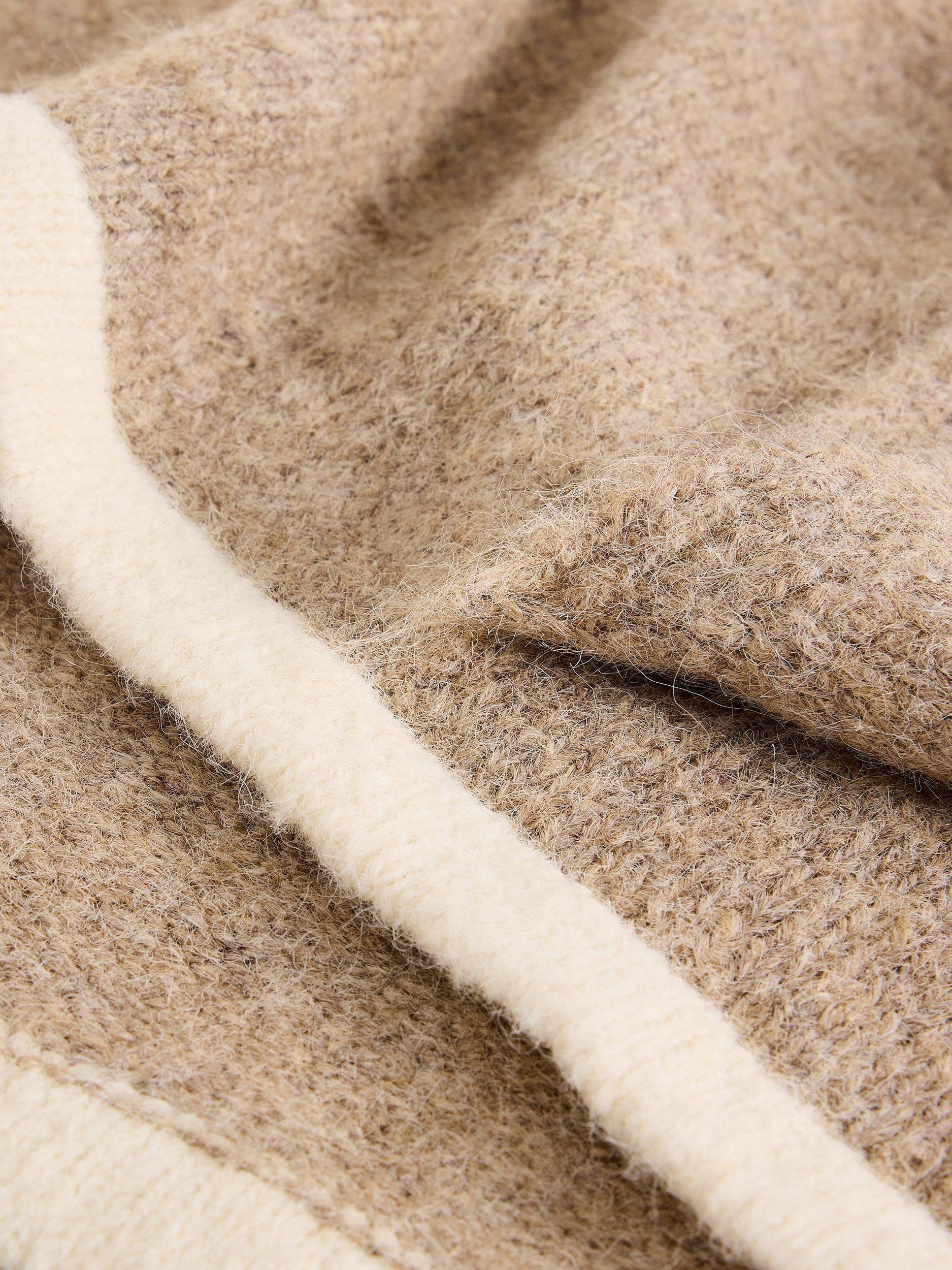 Product image 2 of 3, which shows White Stuff Emma Colour Block Knit Triangle Scarf, Natural, One Size