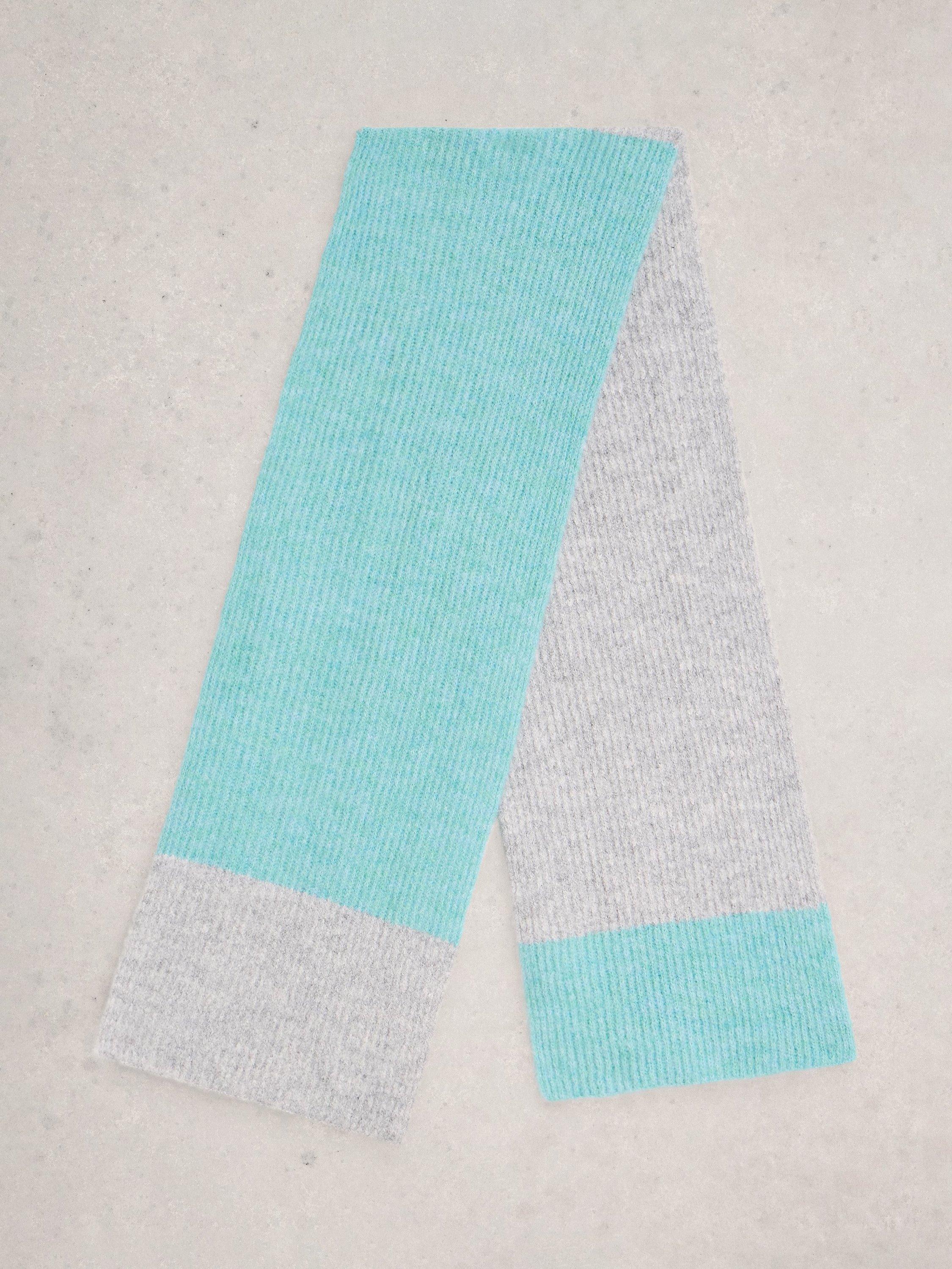 Product image 2 of 3, which shows White Stuff Colour Block Knit Scarf, Blue/Multi, One Size