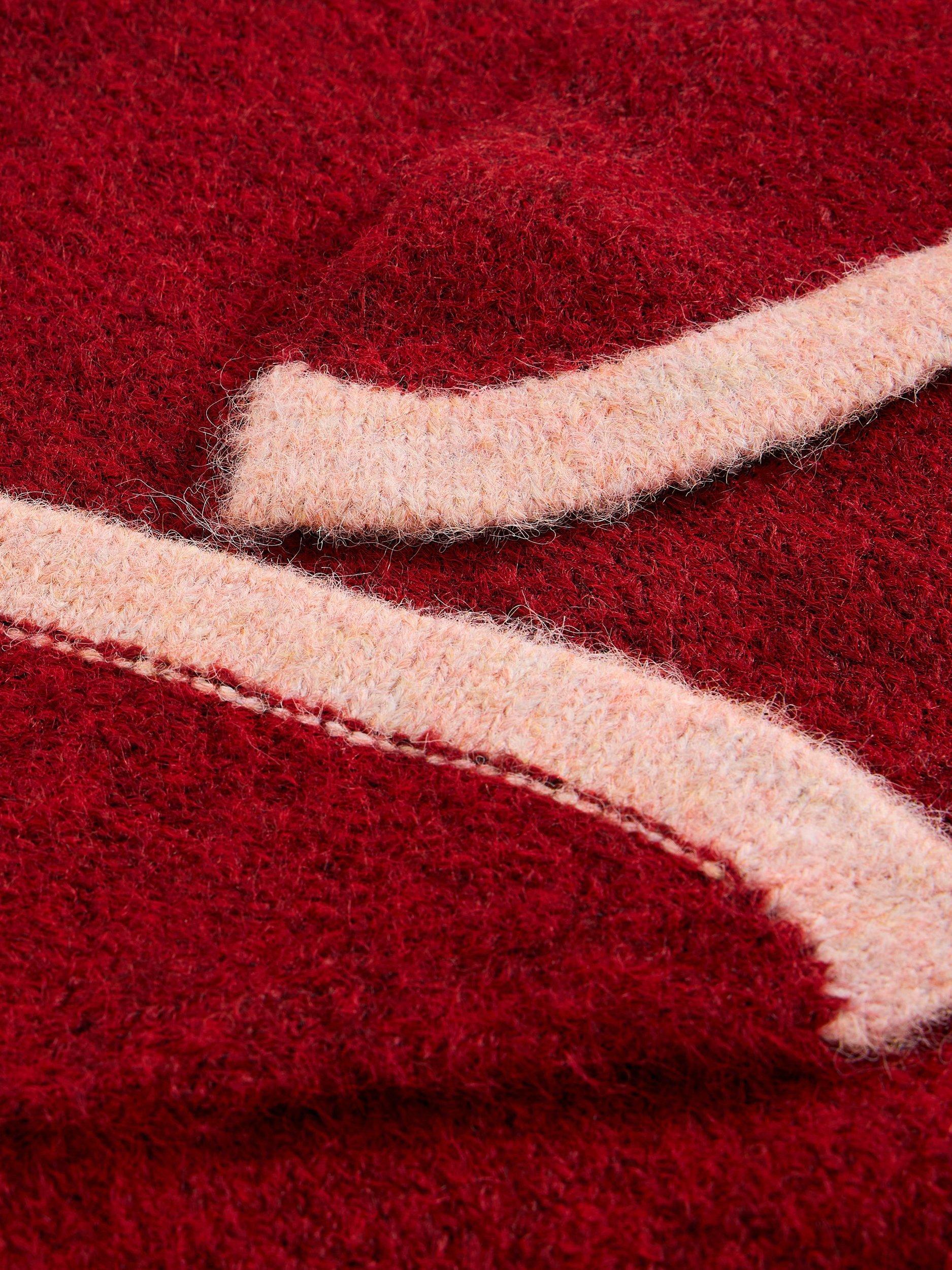 Product image 2 of 3, which shows White Stuff Emma Colour Block Knit Triangle Scarf, Dk Red, One Size