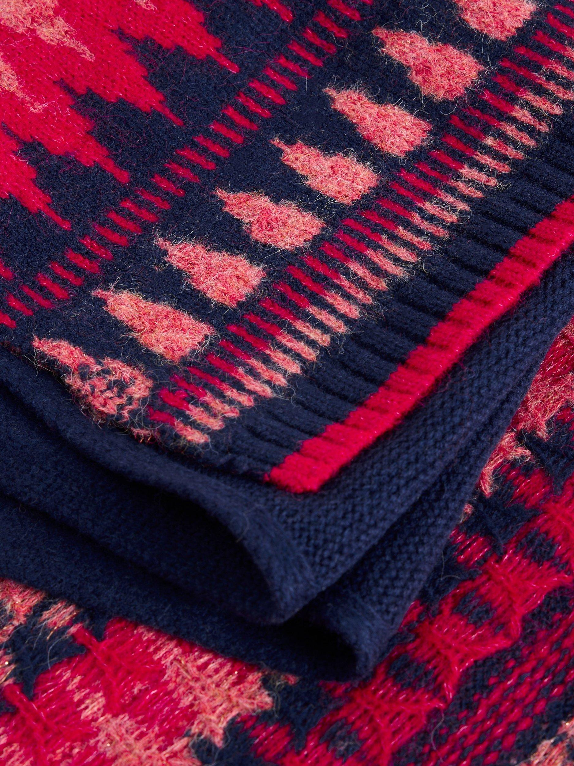 Product image 3 of 3, which shows White Stuff Fair Isle Knit Wool Rich Scarf, Navy/Multi, One Size
