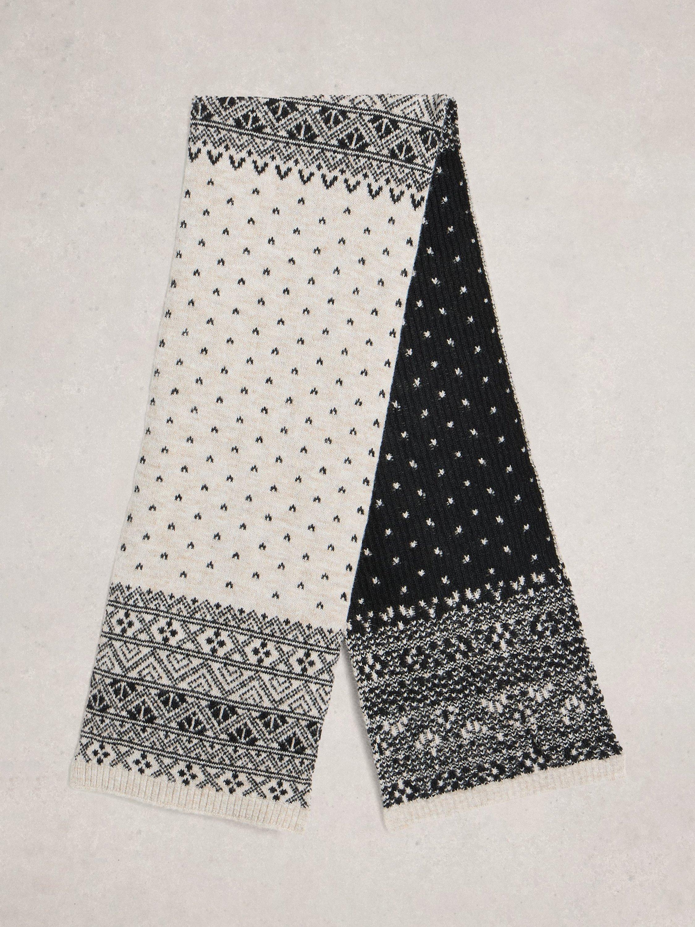 Product image 2 of 3, which shows White Stuff Fair Isle Heart Scarf, Natural/Multi, One Size