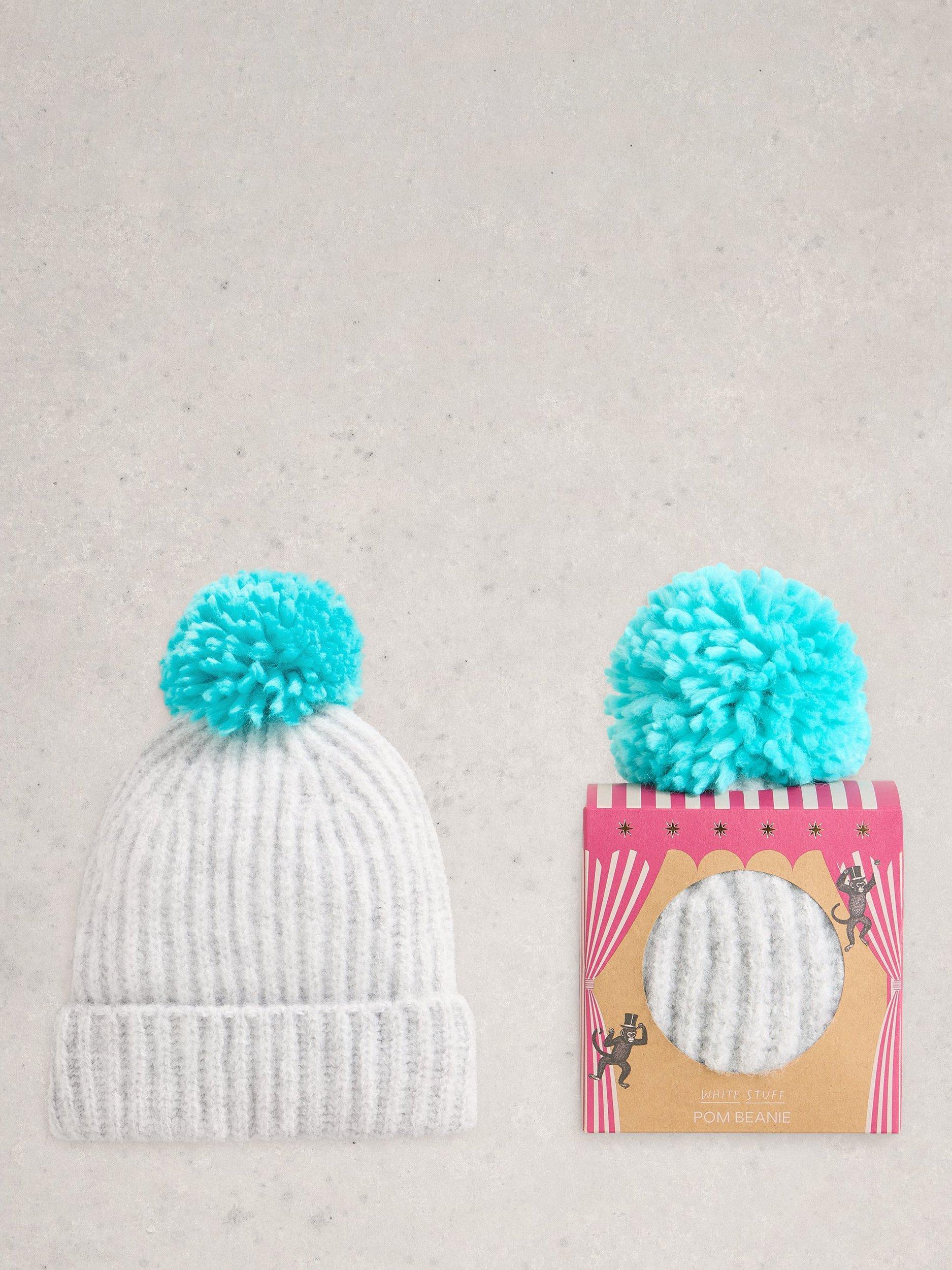 Product image 1 of 2, which shows White Stuff Wool Blend Bobble Hat, Mid Blue, One Size