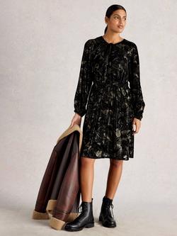 White Stuff Faye Devore Velvet Dress, Black/Multi, Black/Multi