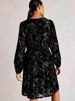 White Stuff Faye Devore Velvet Dress, Black/Multi - view 2, Black/Multi