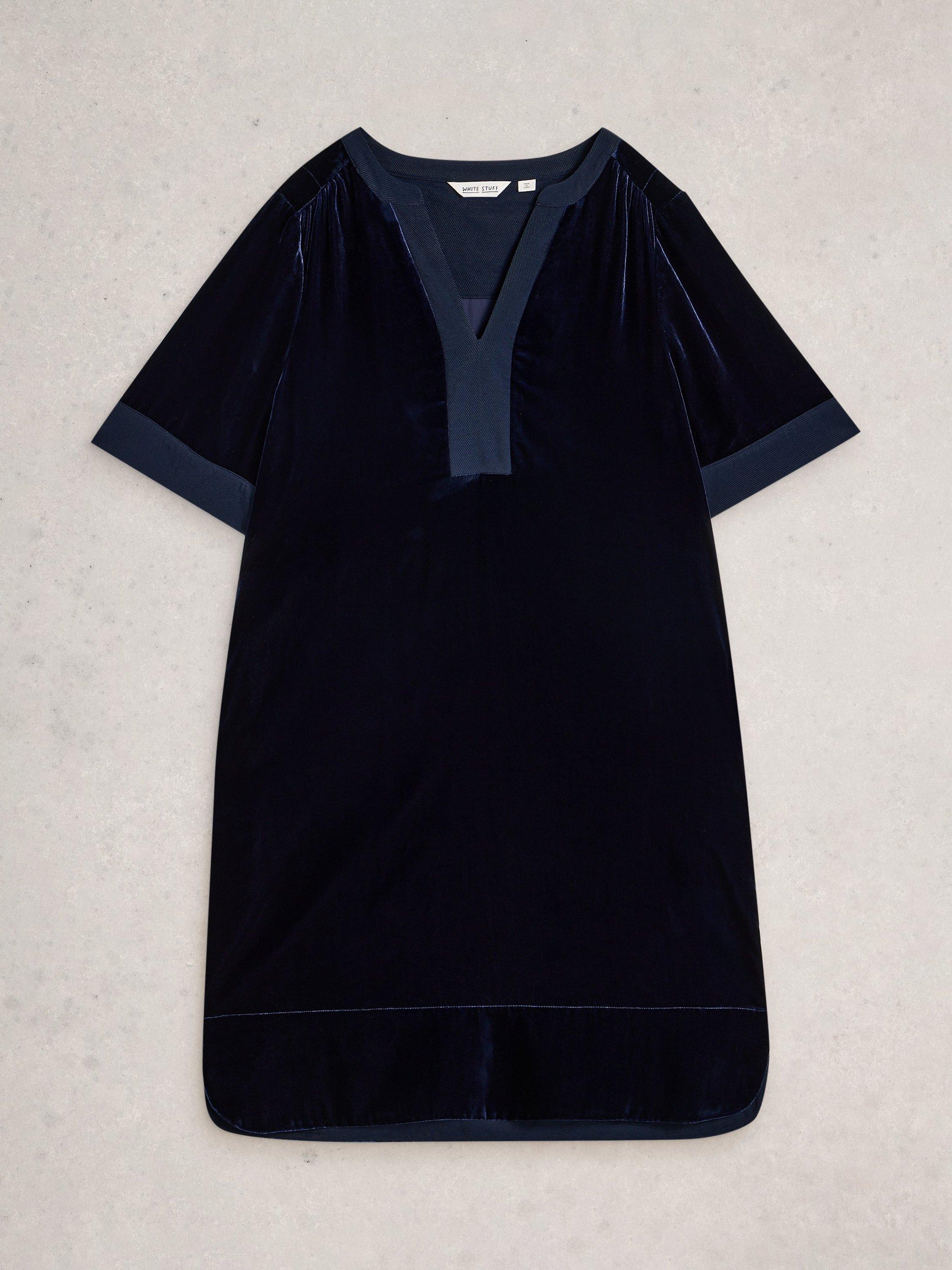 Product image 5 of 6, which shows White Stuff June Velvet Tunic Dress, Dark Navy, 6