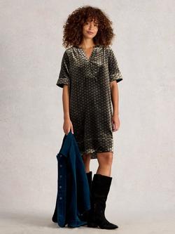 White Stuff June Geometric Velvet Tunic Dress, Natural/Multi, Natural/Multi