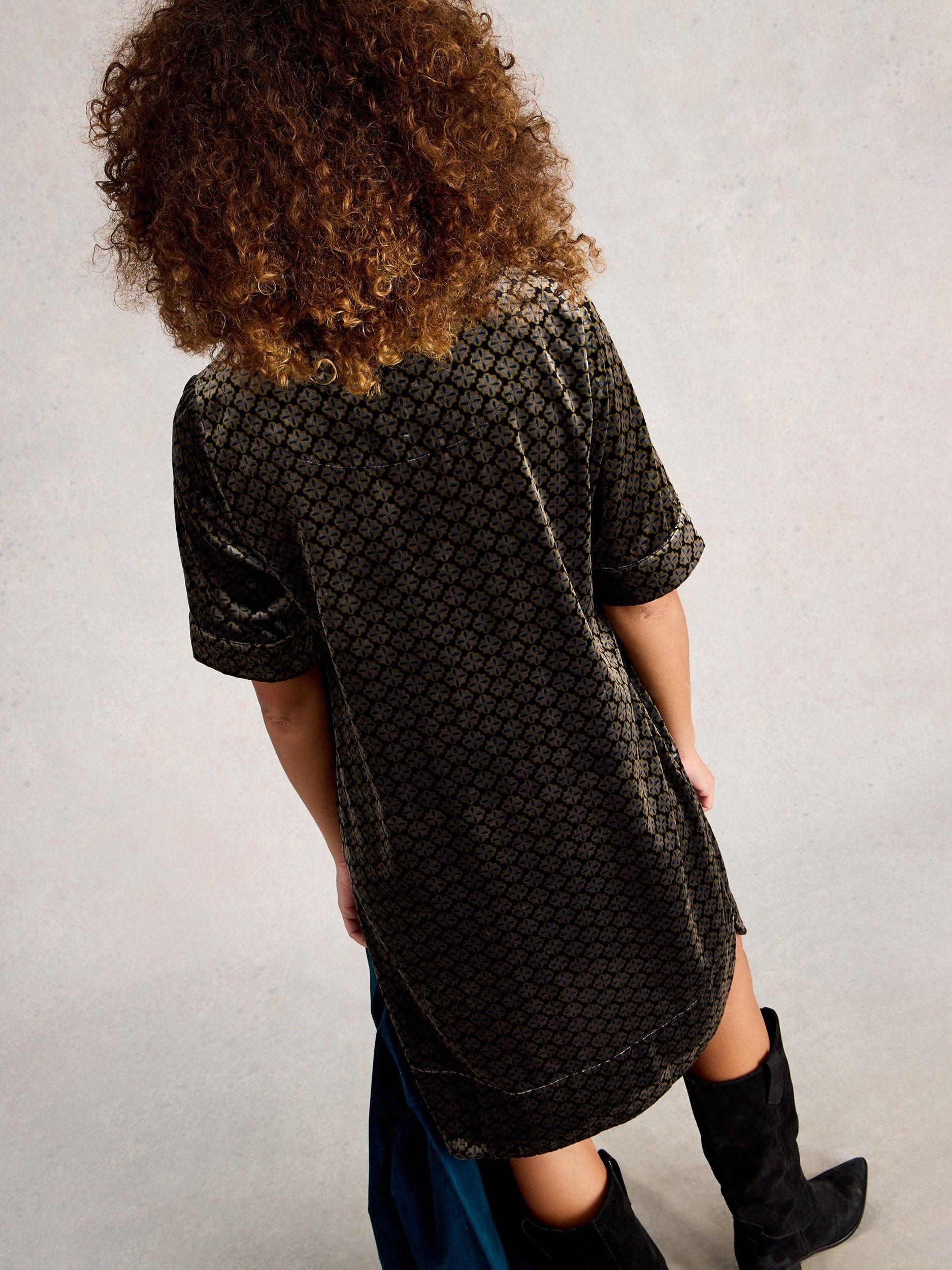 Product image 2 of 6, which shows White Stuff June Geometric Velvet Tunic Dress, Natural/Multi, 6