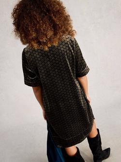 White Stuff June Geometric Velvet Tunic Dress, Natural/Multi - view 2, Natural/Multi