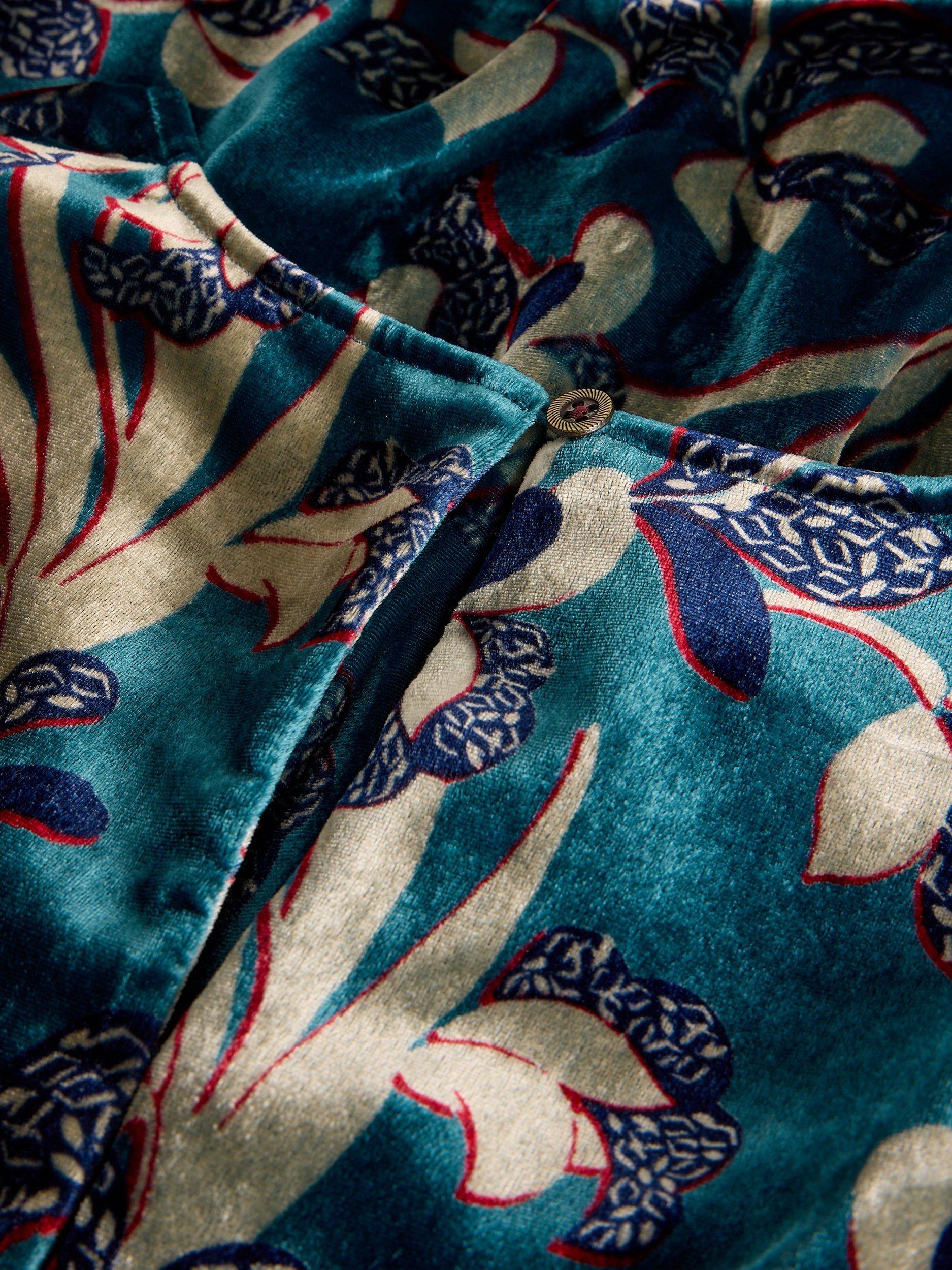 Product image 6 of 6, which shows White Stuff Lucy Midi Velvet Smock Dress , Blue/Multi, 6