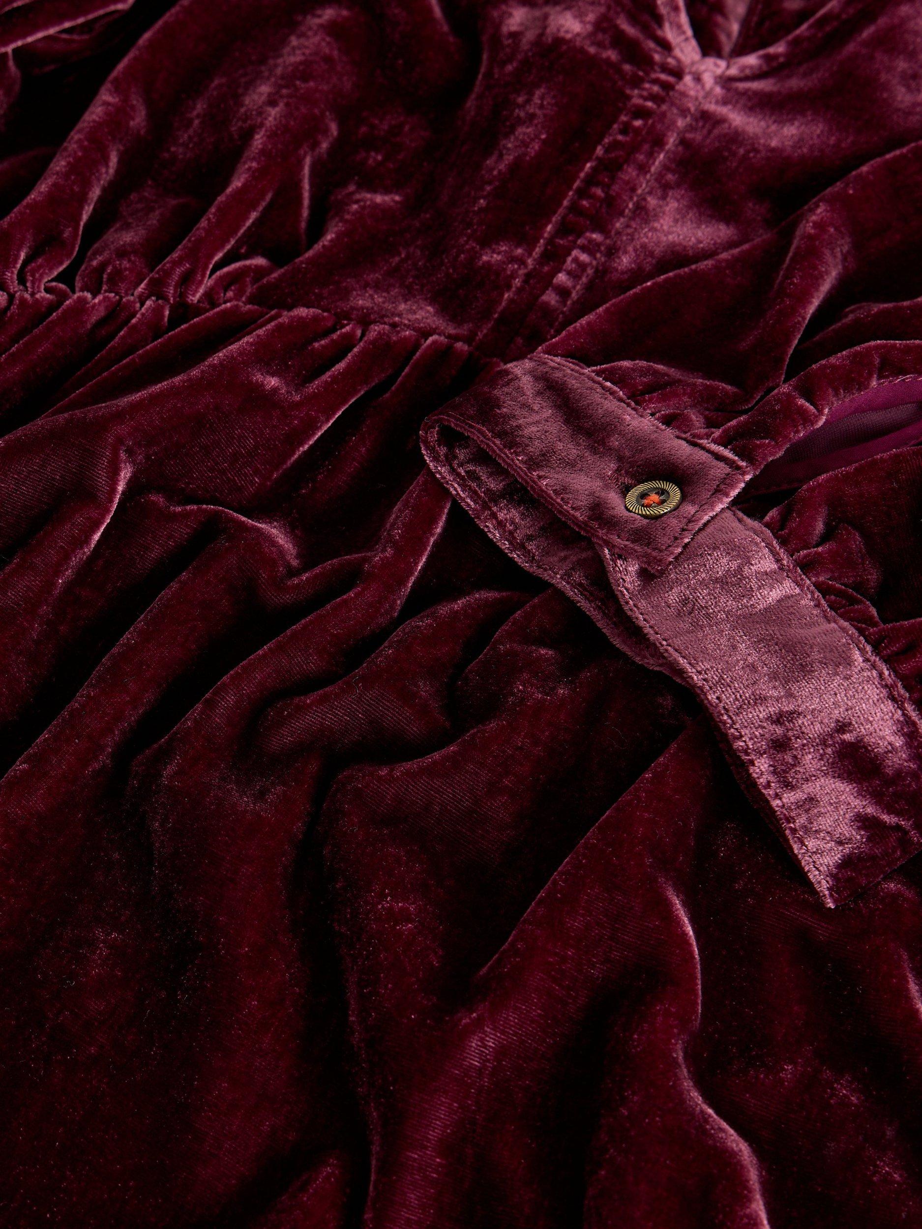 Product image 6 of 6, which shows White Stuff Lucy Velvet Midi Smock Dress , Dark Plum, 6