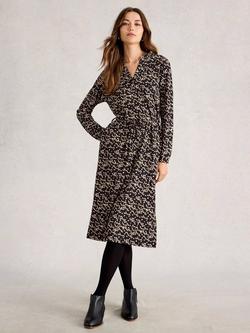 White Stuff Tina Spot Jersey Dress, Black/Multi, Black/Multi