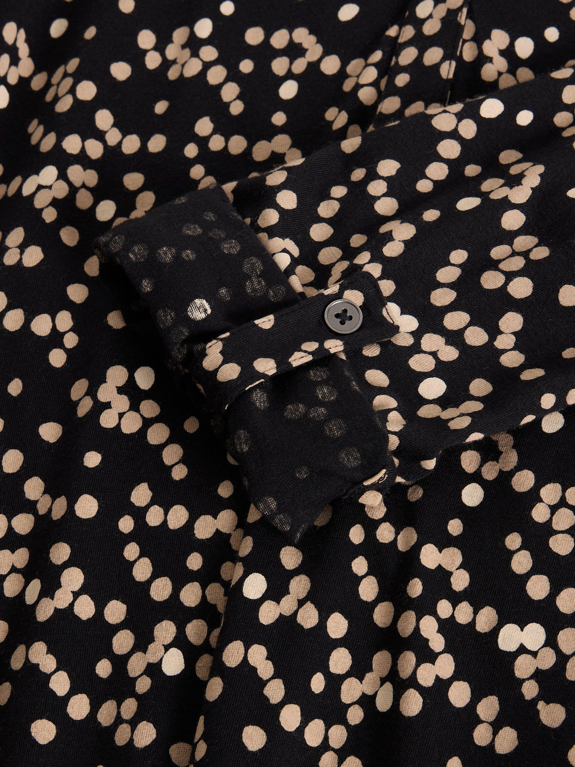Product image 6 of 6, which shows White Stuff Tina Spot Jersey Dress, Black/Multi, 6