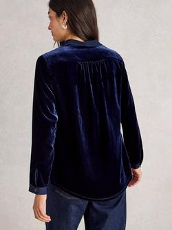 White Stuff Sophie Velvet Shirt, Dark Navy - view 2, Dark Navy