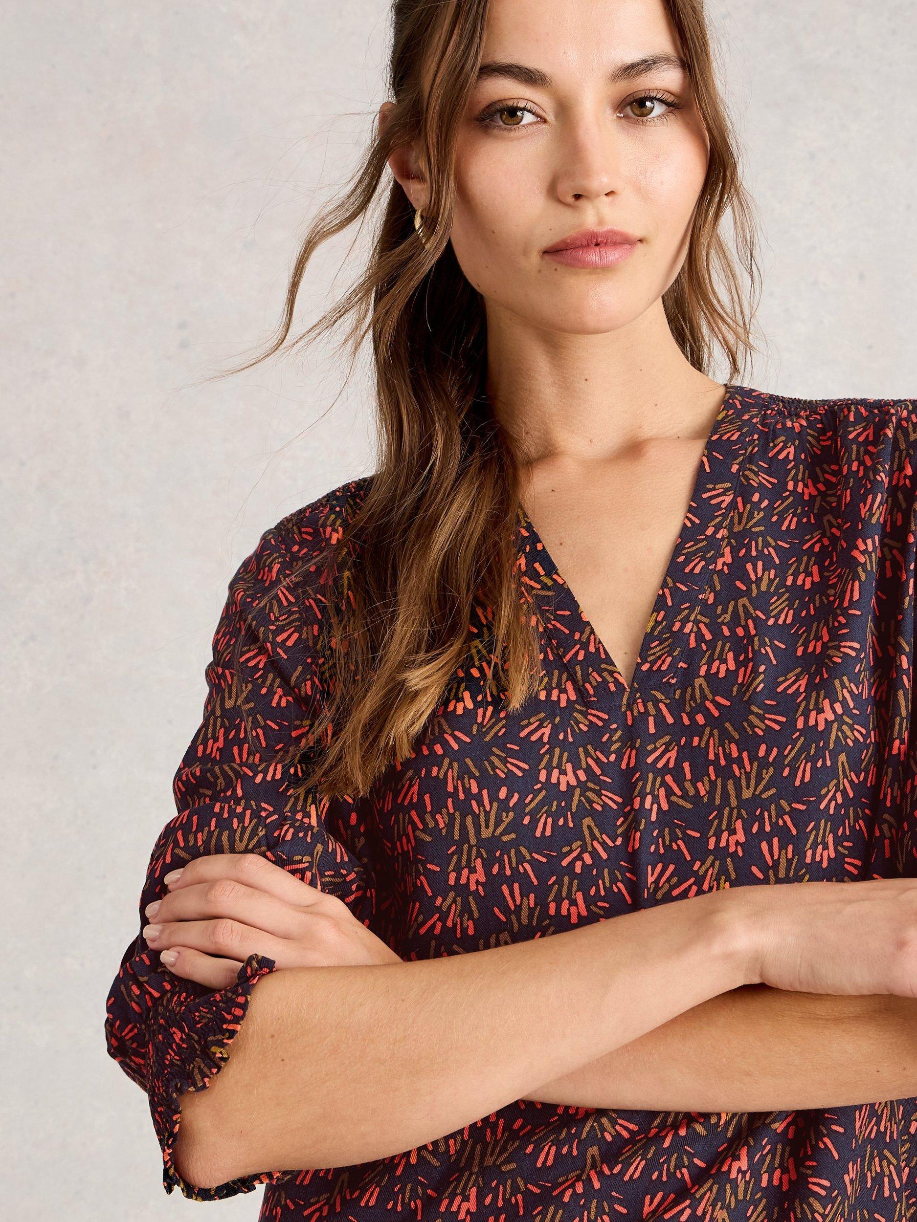 Product image 4 of 6, which shows White Stuff Elisa Abstract Floral Print Blouse , Multi, 6