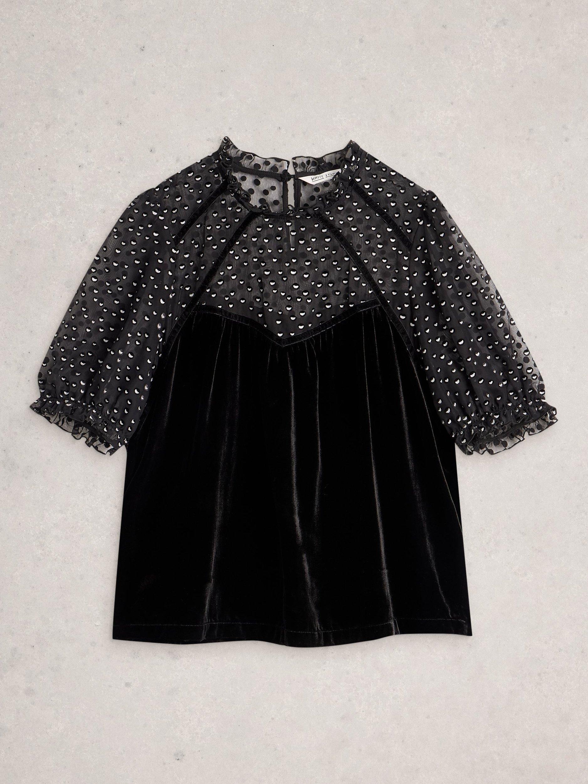 Product image 5 of 6, which shows White Stuff Lexi Pure Velvet Evening Top, Pure Black, 8