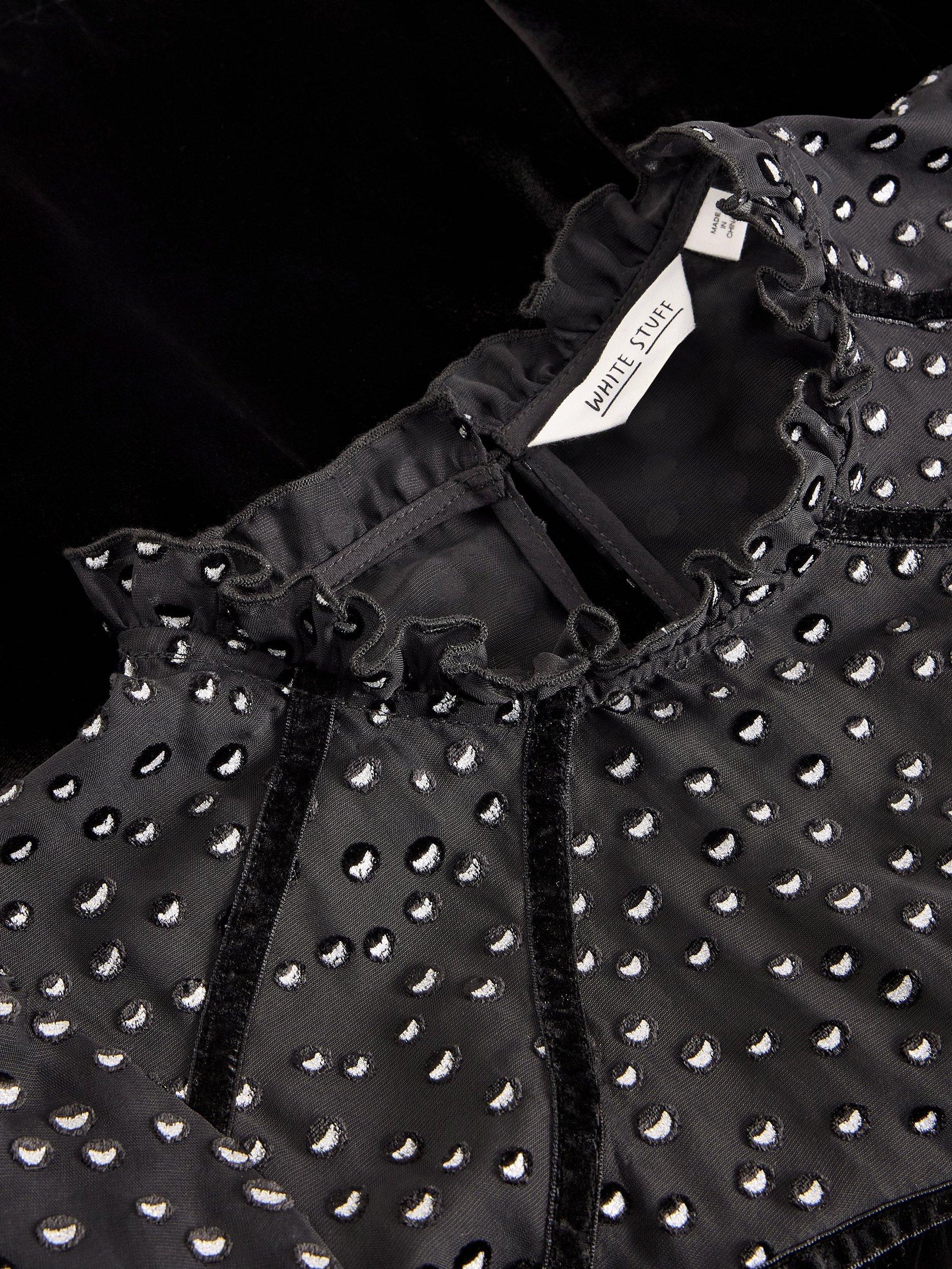 Product image 6 of 6, which shows White Stuff Lexi Pure Velvet Evening Top, Pure Black, 8