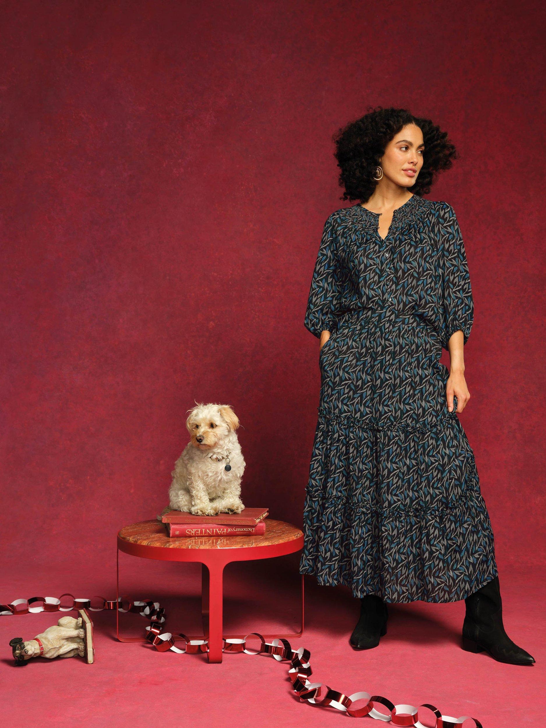 Product image 7 of 11, which shows White Stuff Remi Metallic Buttoned Top , Black/Multi, 6